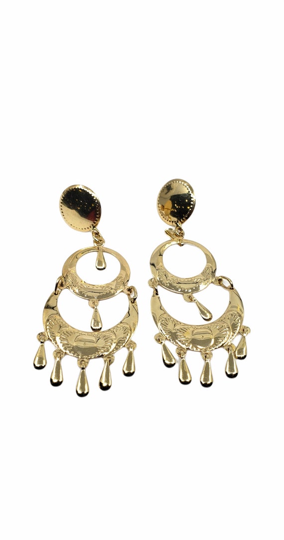 Antique 14Karat Yellow Gold Filigree Drop Dangle … - image 1