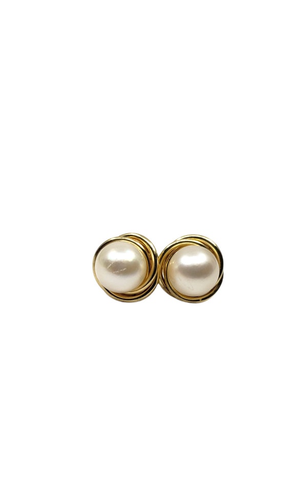 Vintage 14Karat Yellow Gold Freshwater Pearl Swir… - image 3