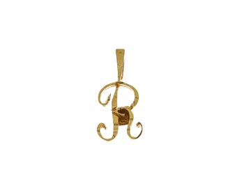 Adorable 14k Solid Gold Letter 'R' Personalized Pendant - 14k Solid Yellow Gold - JY33