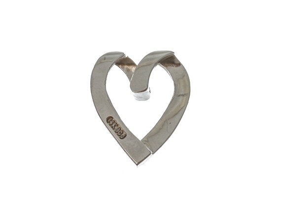 Simple 14k Solid White Gold Heart-Shaped Pendant … - image 2