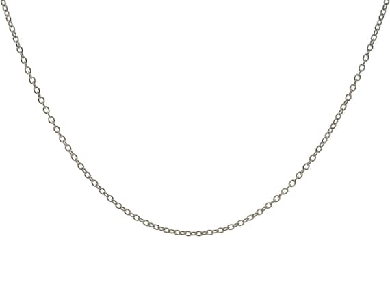 Minimalist 14k Solid White Gold Cable Chain Neckl… - image 1