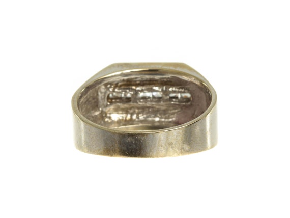 Unisex Vintage Jewelry White Gold Signet Ring Wit… - image 3