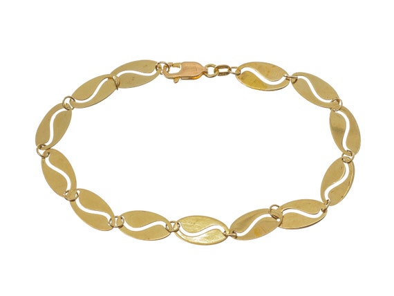 Stunning 14k Solid Gold Oval-Shaped Charm Bracele… - image 1