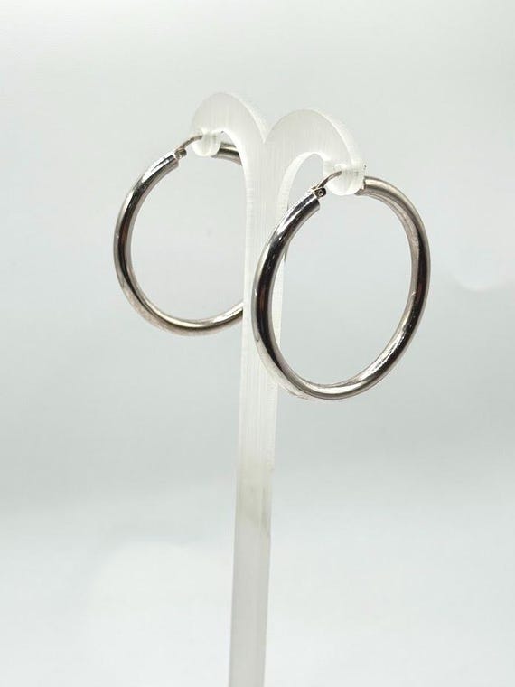 Classic Solid 14K Gold Medium Hoop Earrings_ LN20 - image 1