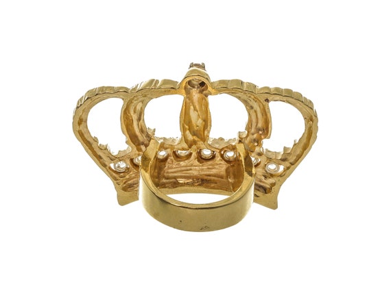 Exotic Extremely Large Crown-Shaped Ring with Gem… - image 3
