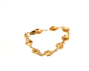 Gold Ladybug Baby Bracelet 5.5" - 14k Solid Yellow Gold - HO91