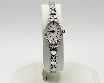 Vintage Bulova 10K RGP White Gold Stainless Steel Watch Bulova Women main image 4