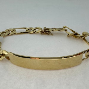 Vintage ID Bar Link Bracelet - 14k Yellow Solid Gold - MD06