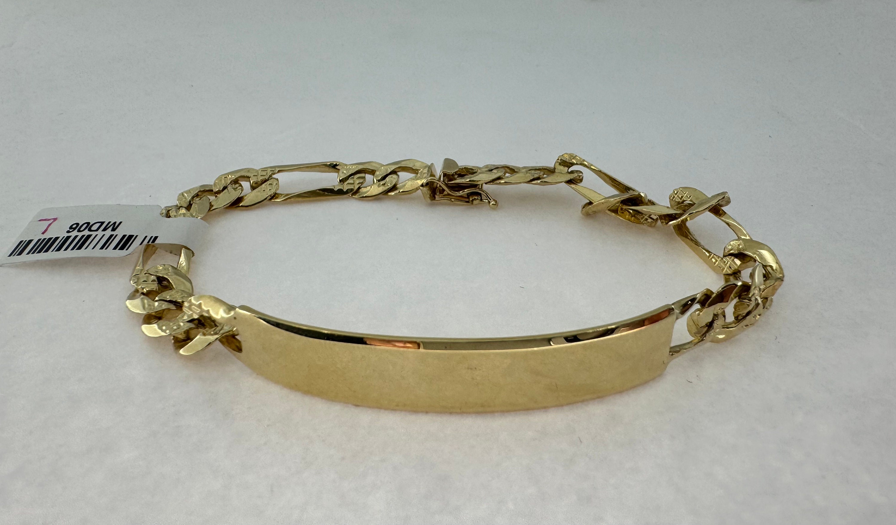 Vintage ID Bar Link Bracelet - 14k Yellow Solid Gold - MD06