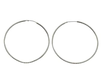 Simple 14k Solid Gold Women's Large Hoop Earrings - 14k Solid White Gold - E1448