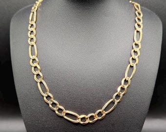 14K Solid Yellow Gold Classic Figaro Link Chain Necklace 25' - MR22