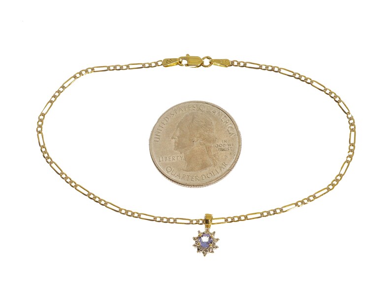 B1553 Fine Looking 14k Solid Gold Thin Design Figaro Chain Anklet 8.2-14k Solid Yellow Gold