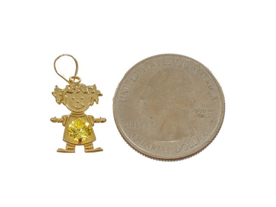 Charming 14k Solid Gold Baby Girl Pendant with Ye… - image 4