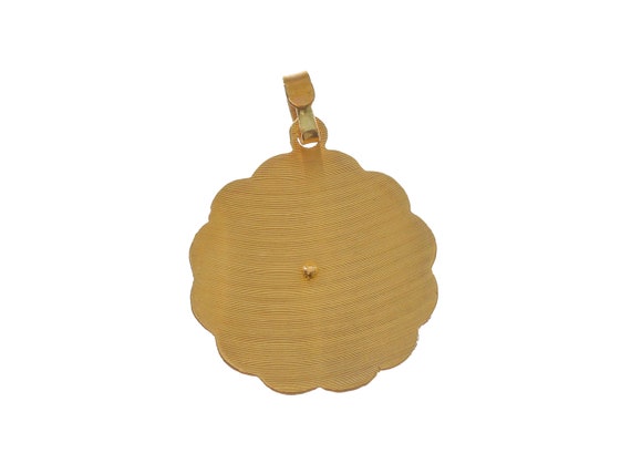 10k Solid Gold Three-Tone Religious Pendant - Circle Design View 2