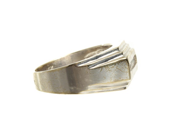 Unisex Vintage Jewelry White Gold Signet Ring Wit… - image 5