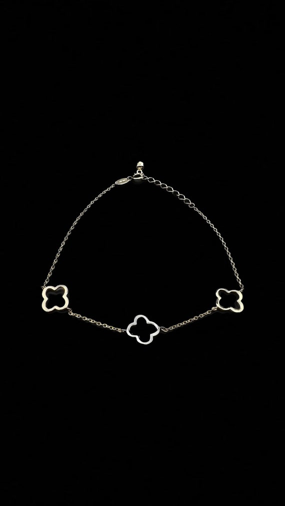 Gorgeous 14k Solid Gold Three-Tone Four Leaf Clove