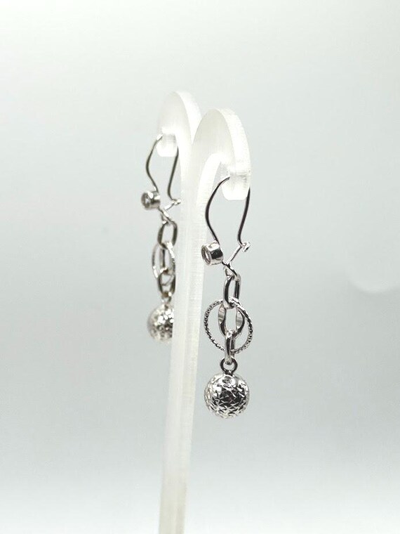 Solid 14K Gold Interlocking Ring & Textured Orb D… - image 4