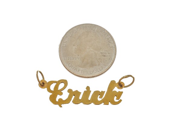 14k Solid Yellow Gold Personalized 'Erick' Name P… - image 4