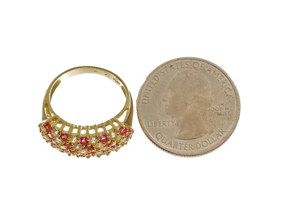 Sparkling 14k Solid Gold Red & White Gemstones Fa… - image 5