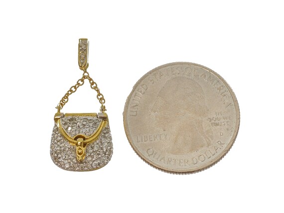 Appealing 14k Solid Gold Women's Bag Design Penda… - image 4