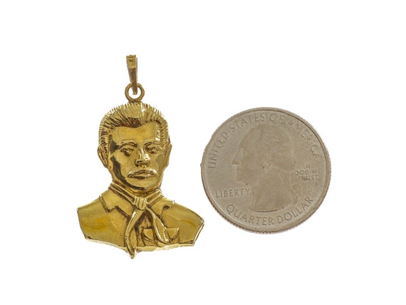 14k Solid Gold Malverde Pendant - Religious Charm - image 4