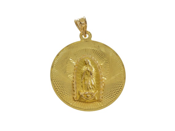 Gorgeous 10k Solid Gold Mother Mary Round-Shaped … - image 1