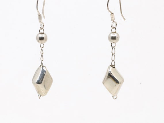 Vintage Solid Fashion Dangle Drop Silver Earrings… - image 1