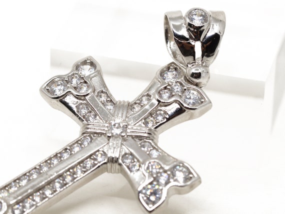 Fashion Silver Cross Pendant with Cubic Zirconia … - image 3