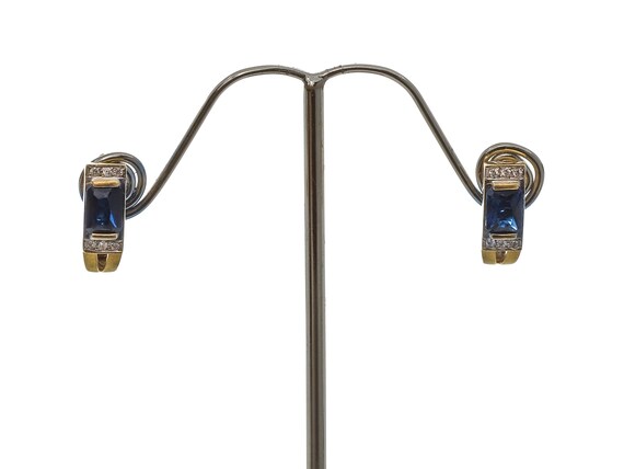 14k Yellow Gold Sapphire Earrings: Rectangle-Cut … - image 3