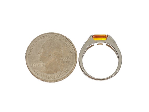 14k Solid Gold Orange Gemstone Ring - Rectangle C… - image 5