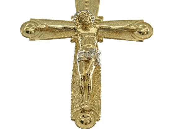Elegant Two-Tone Jesus Cross Pendant- 14k Solid Y… - image 2