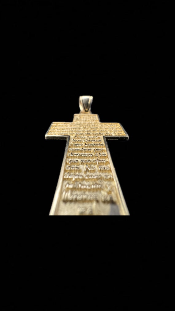Padre Nuestro Prayer 14K Solid Gold Cross Religio… - image 3
