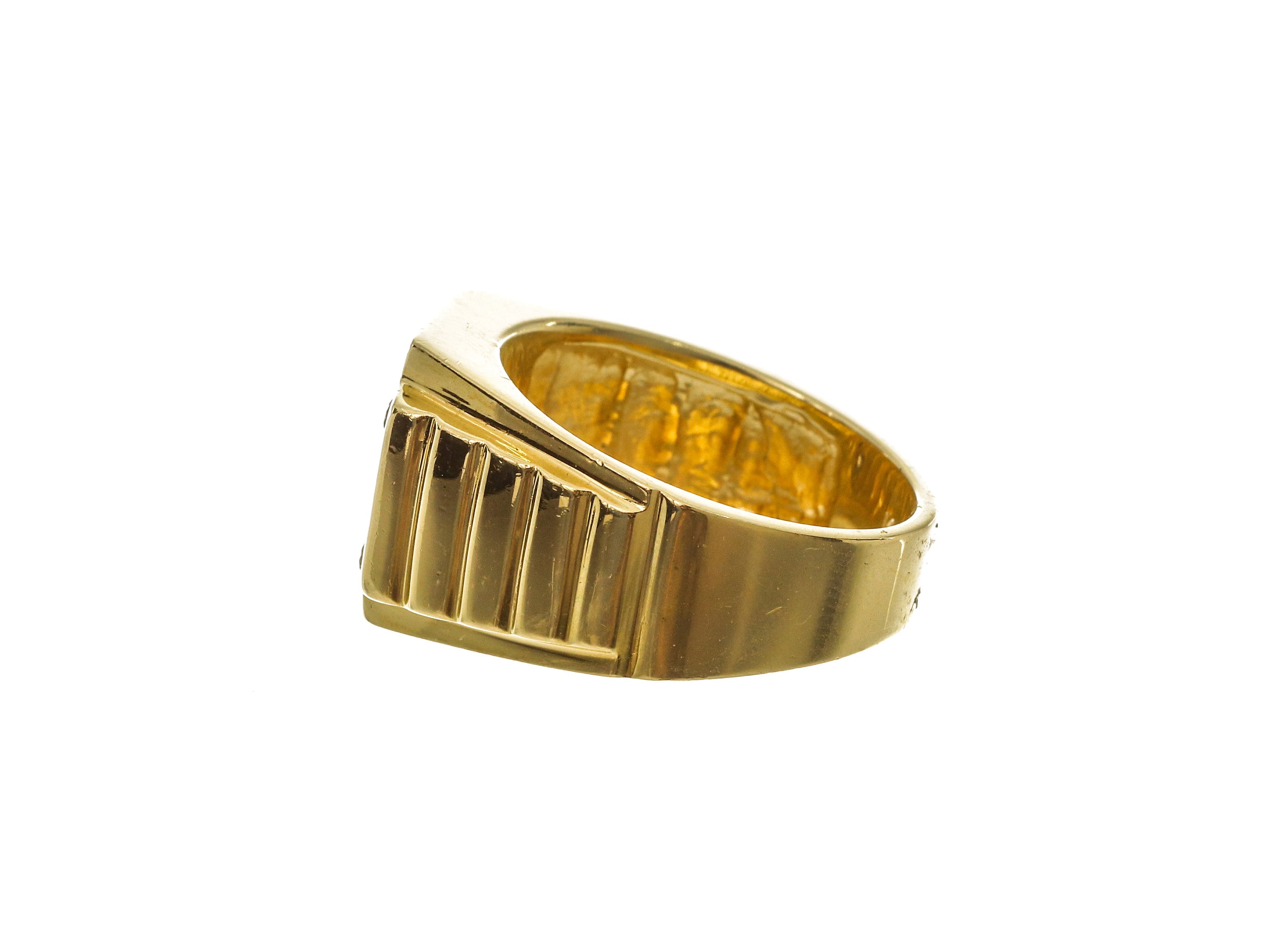 Classic 14k Solid Gold Round Black Stone Signet Ring - Sz 10