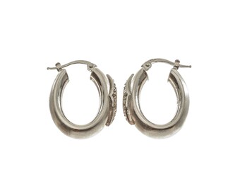 Orecchini A Cerchio In Oro Bianco 14k O 18k - Huggies Fatti A Mano - Foto 5