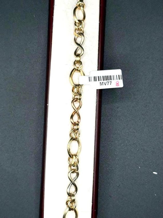 14K Solid Gold Infinity Symbol Link Bracelet 7.5"… - image 3