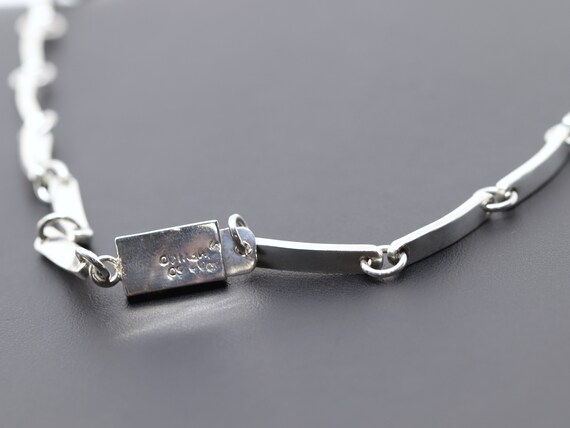 Vintage Solid Silver Dangle Drop Necklace with Br… - image 5