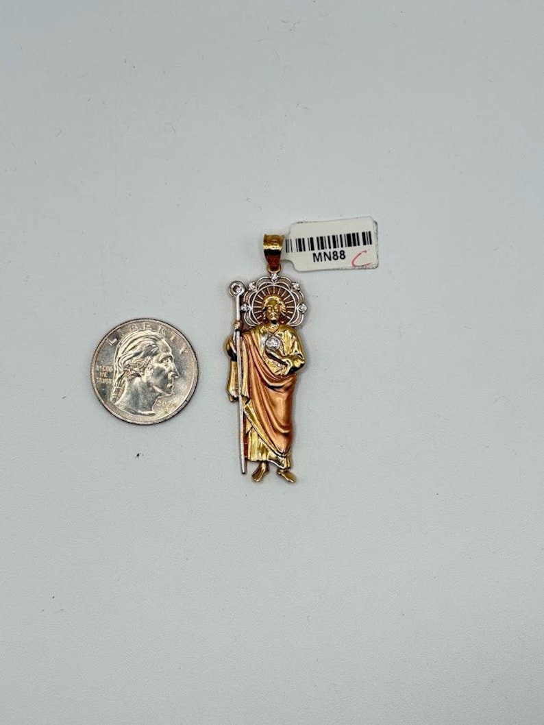 14K Solid Tri-color Gold St. Jude Thaddeus Pendant - Etsy