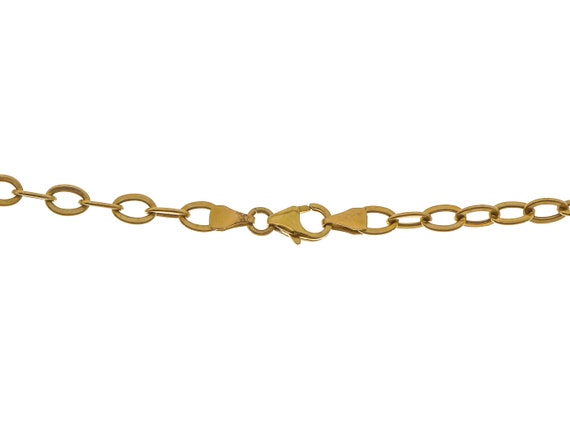 14k Solid Gold Link Chain Necklace: Heart & Ball … - image 4