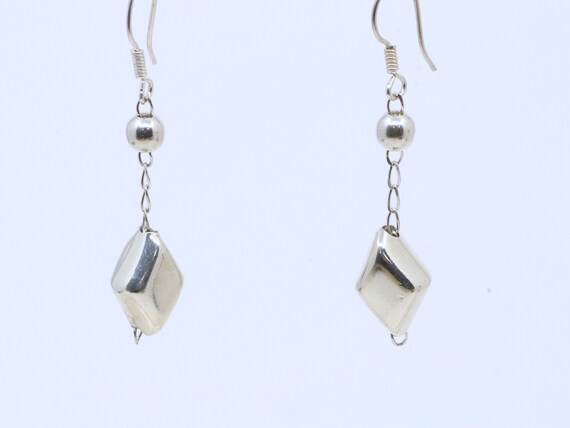Vintage Solid Fashion Dangle Drop Silver Earrings… - image 2