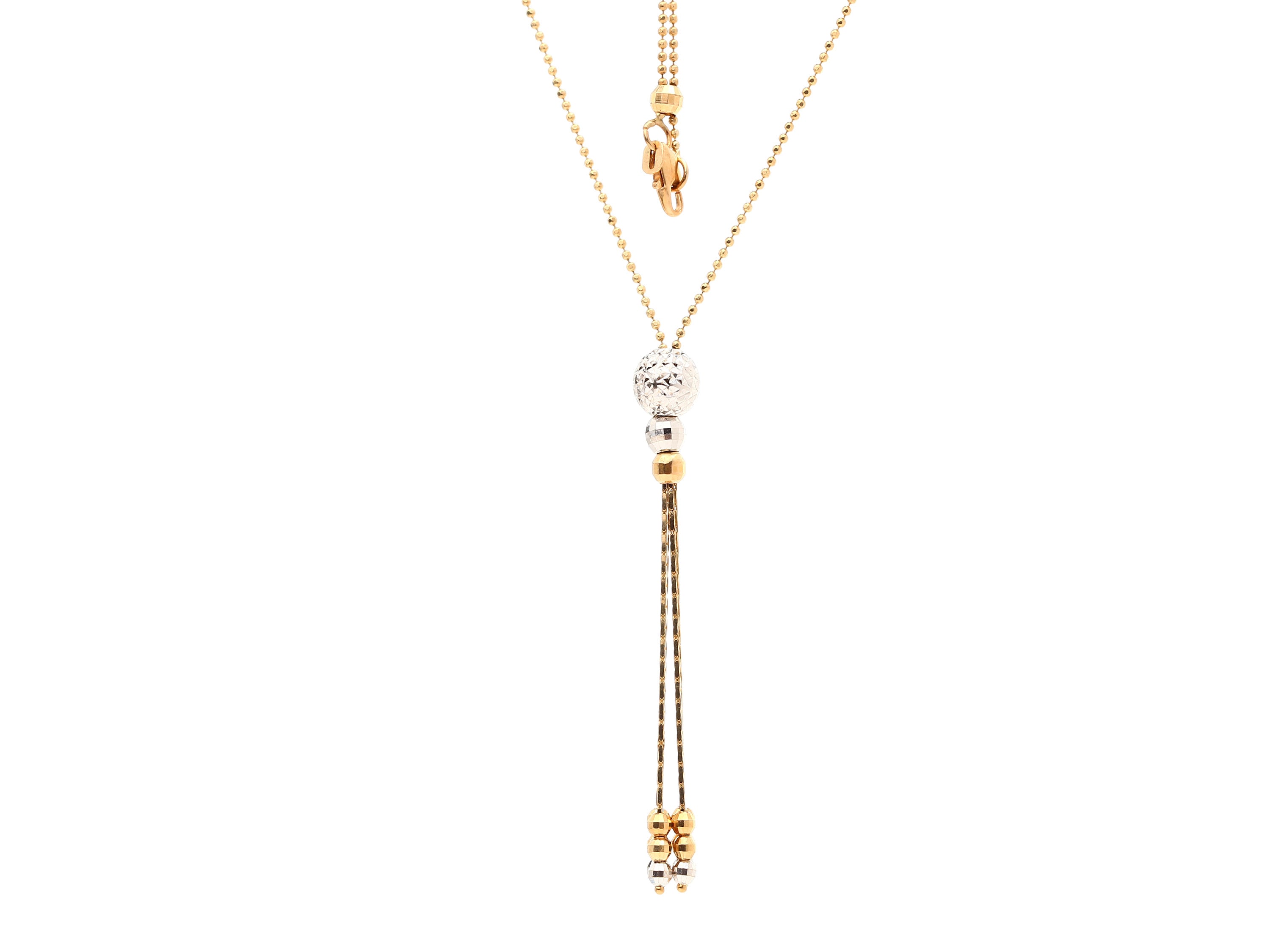 COOLSTEELANDBEYOND Elegante Oro Collana Lariat con Marrone Perlina e Nappa, Y-Forma Collana, Colore Oro Lunga Catena
