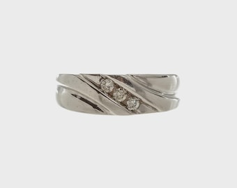 10k White Gold Diamond Wedding Band Ring - Size 8 3/4