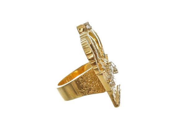 Exotic Extremely Large Crown-Shaped Ring with Gem… - image 4