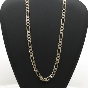 Solid 14Karat Yellow Gold Figaro Style Necklace - 14K Gold - 22&quot; - LW07