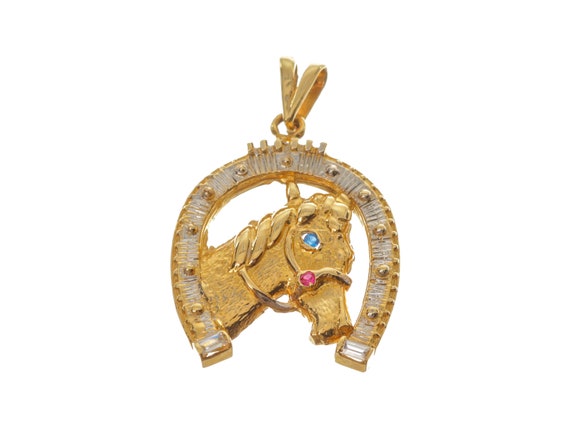 Stunning Horse's Shoe crafted in 14k Gold Pendant… - image 1