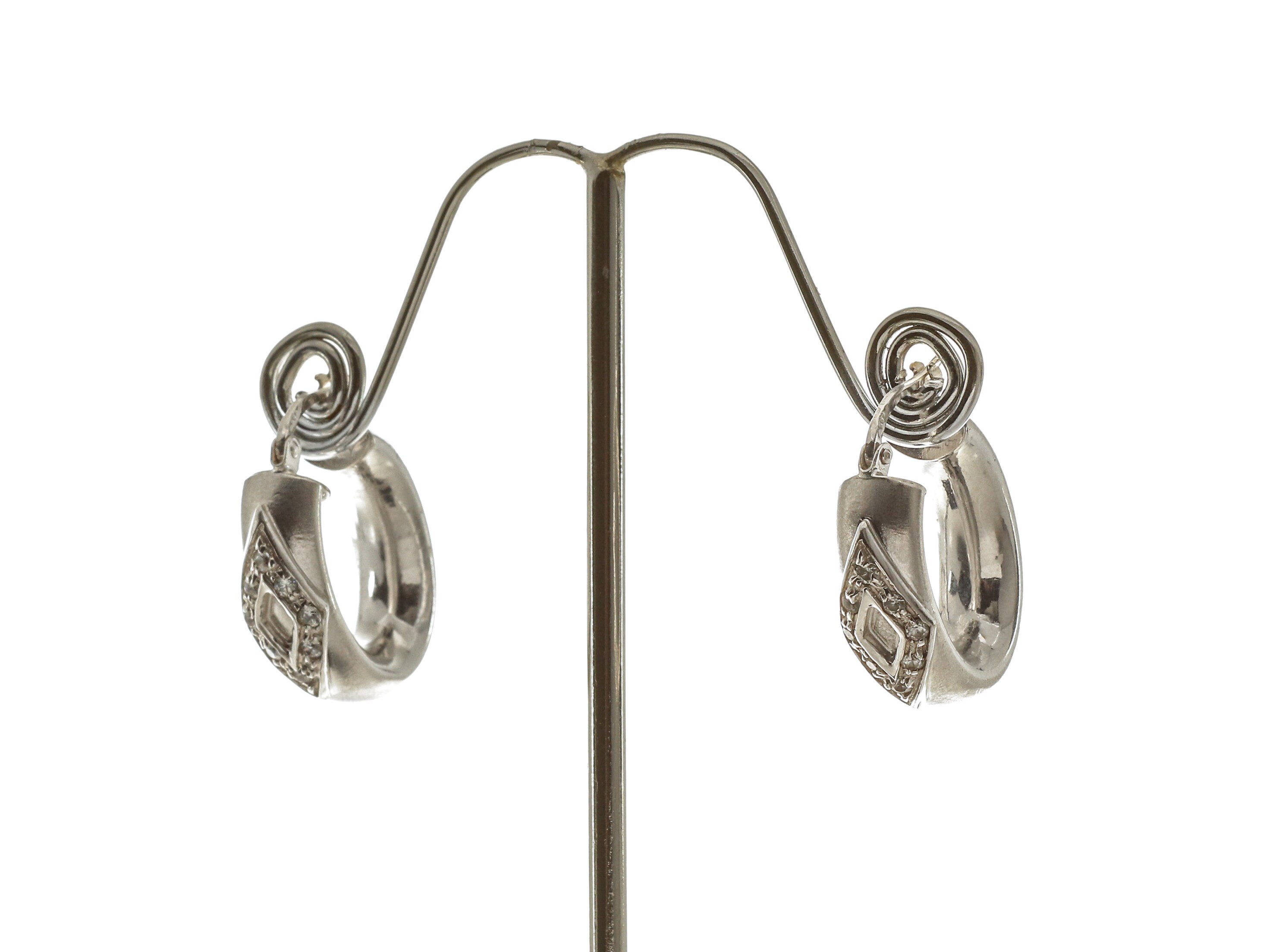 Orecchini A Cerchio In Oro Bianco 14k O 18k - Huggies Fatti A Mano - Foto 4