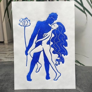 Coppia di linoleografie "Il gentiluomo" A