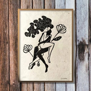 Linogravure Couple enlacé  #2 – 18x24cm