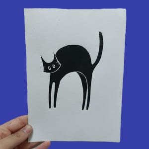 Linogravure Le chat noir - 8 tirages