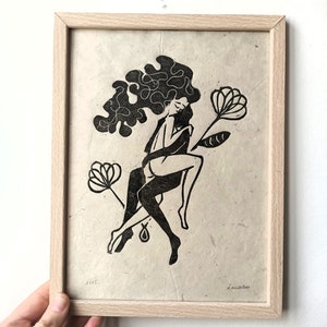 Linogravure Couple enlacé  #2 – 18x24cm