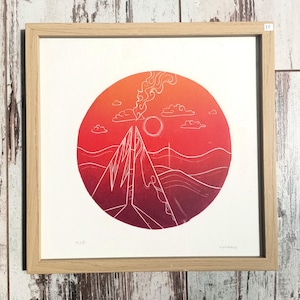 Linogravure "Promesses acérées" - 20x20cm - rouge
